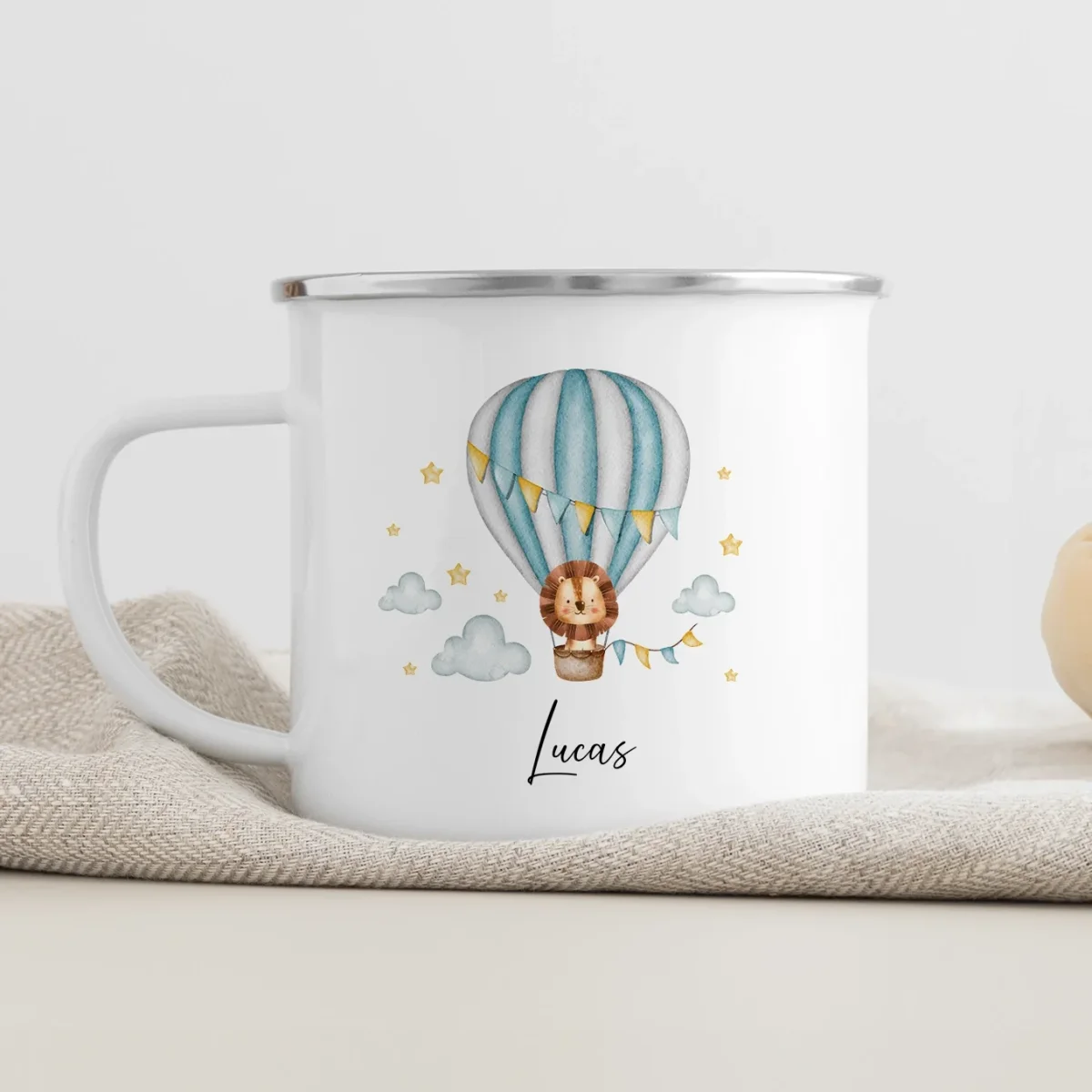 Personalisierte Kindertasse „Heißluftballon“