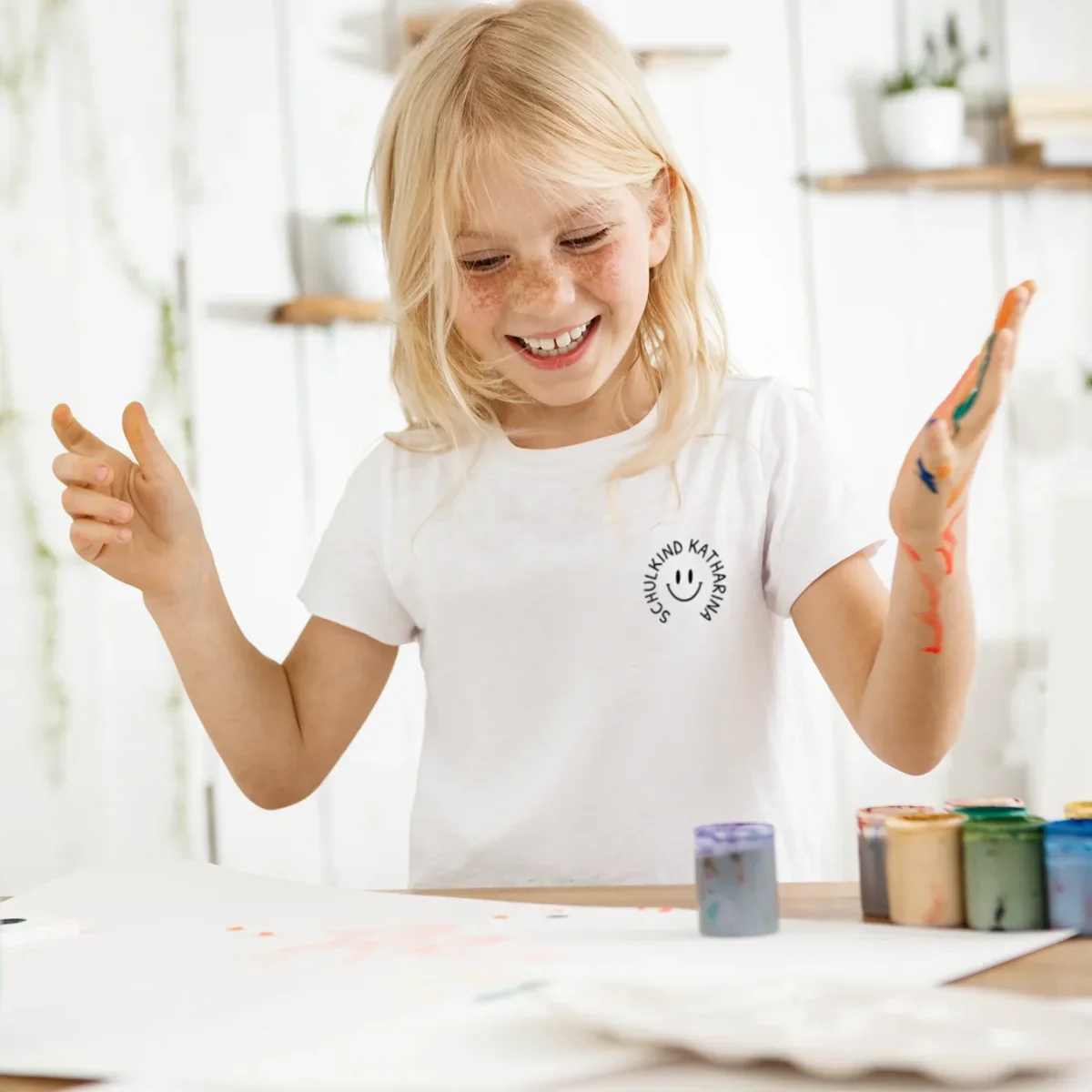 Personalisiertes T-Shirt Schulkind „Smiley“